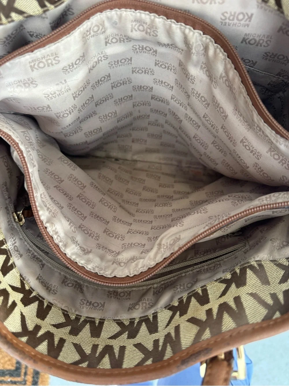 Michael Kors Brown & Tan MK Signature Tote